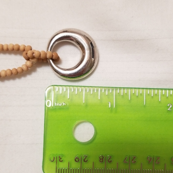 Silver Open Oval Wood Bead Necklace - Picture 6 of 6